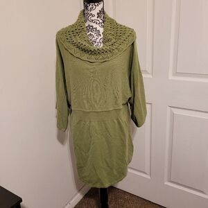Valerie Bertinelli tunic Sweater dress with Crochet neckline